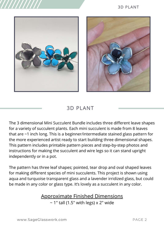 Mini Stained Glass Succulent bundle pattern TUTORIAL
