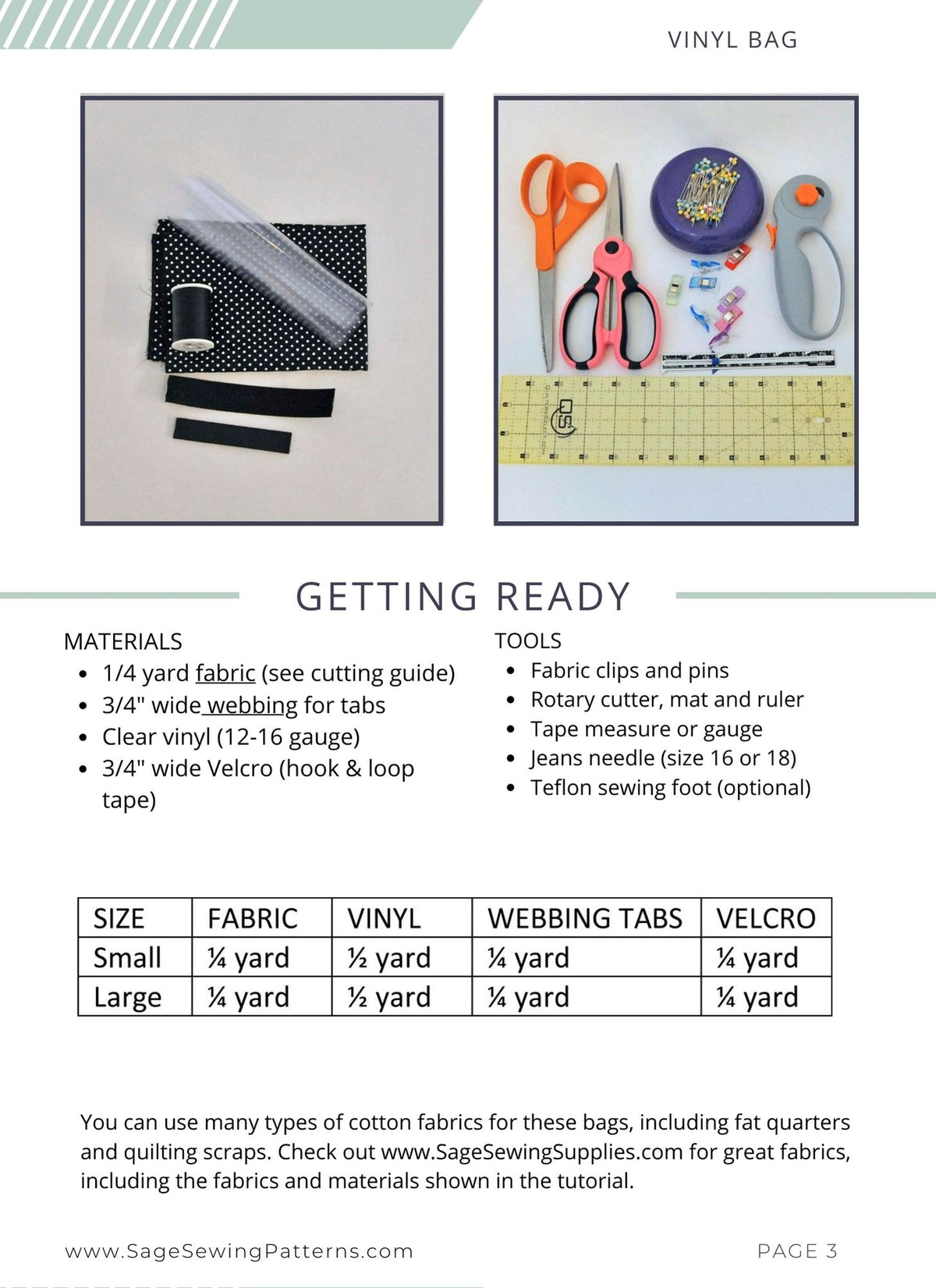 Clear Project Storage bags, digital sewing pattern tutorial in 2 sizes