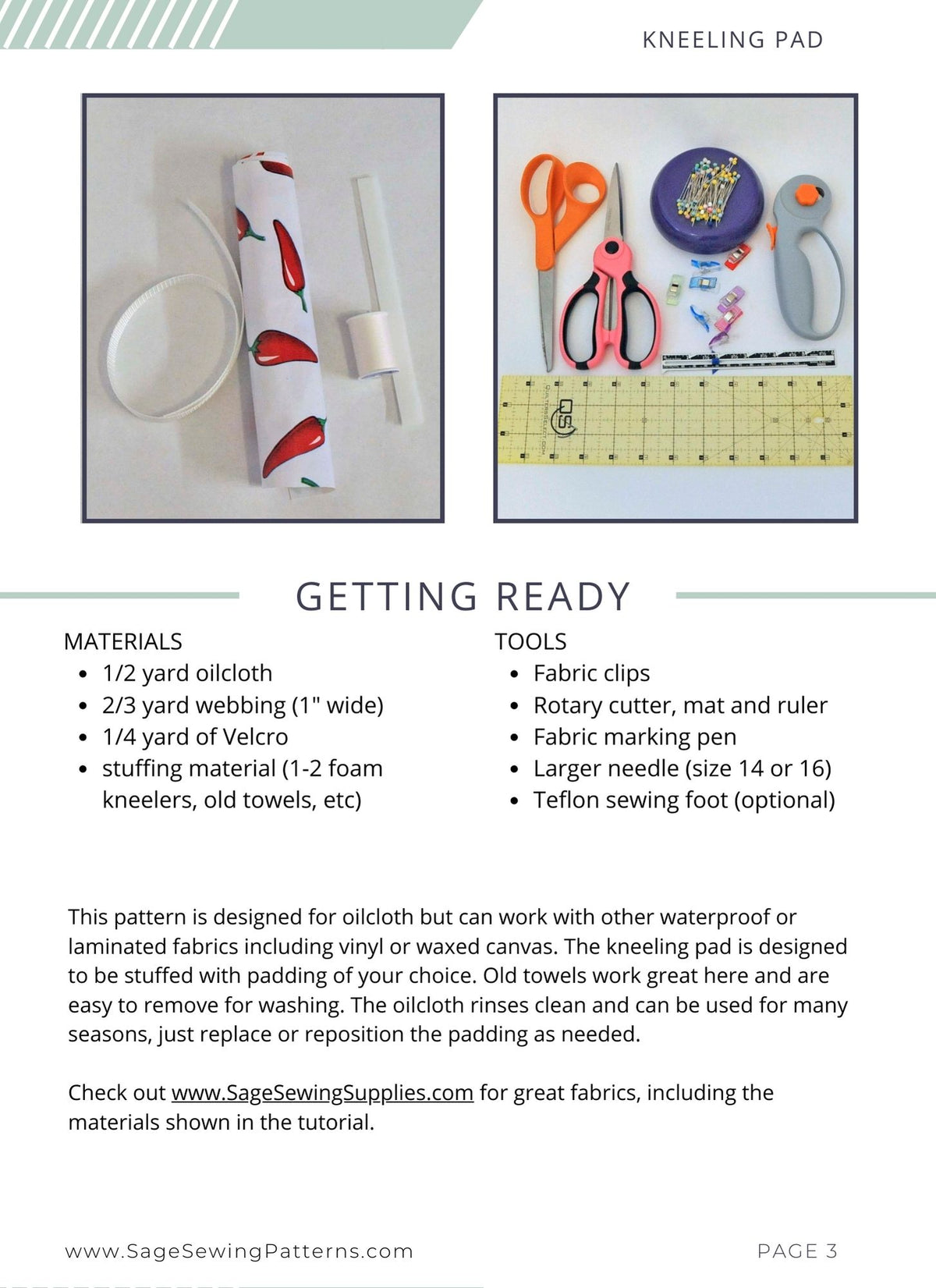 Garden Kneeling Pad, digital sewing pattern tutorial