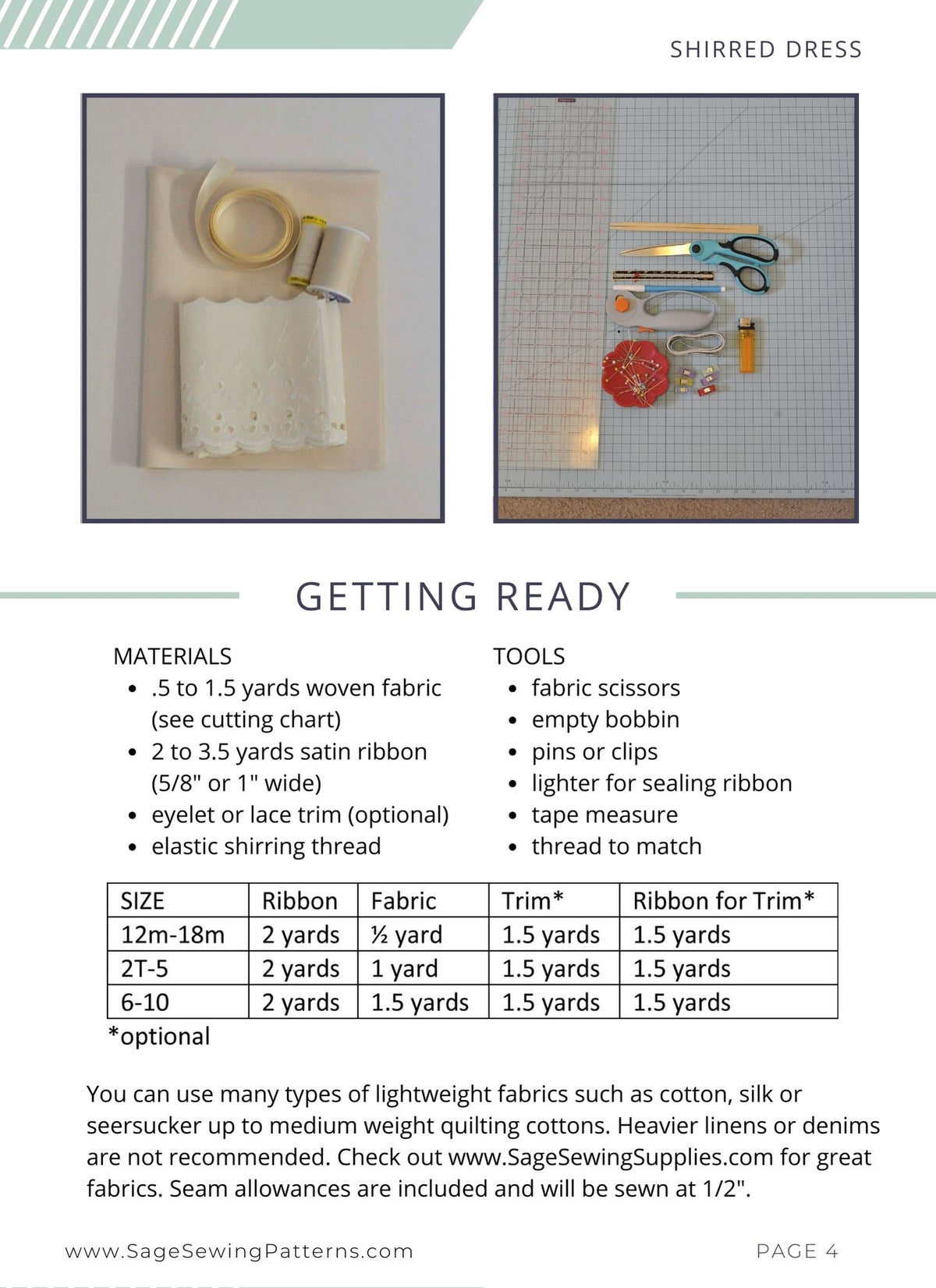 Girls Shirred Dress, digital sewing pattern tutorial