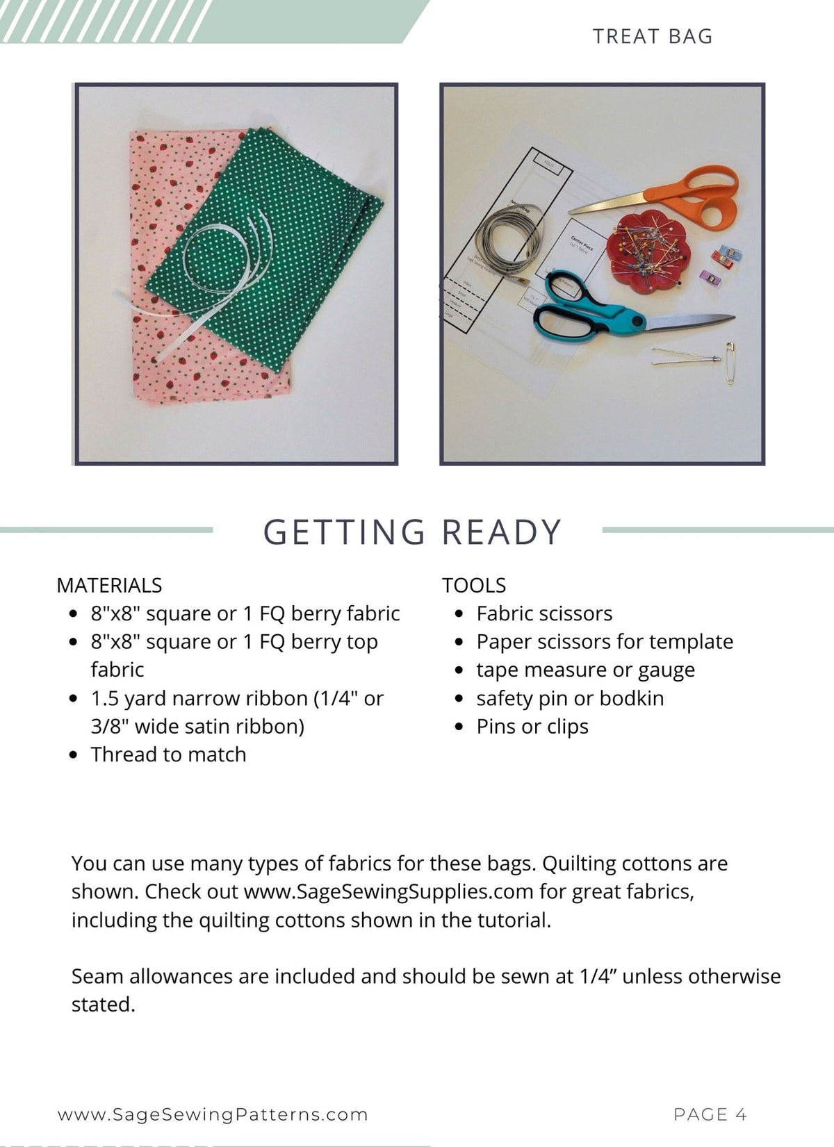 Strawberry Treat Bags, digital sewing pattern tutorial