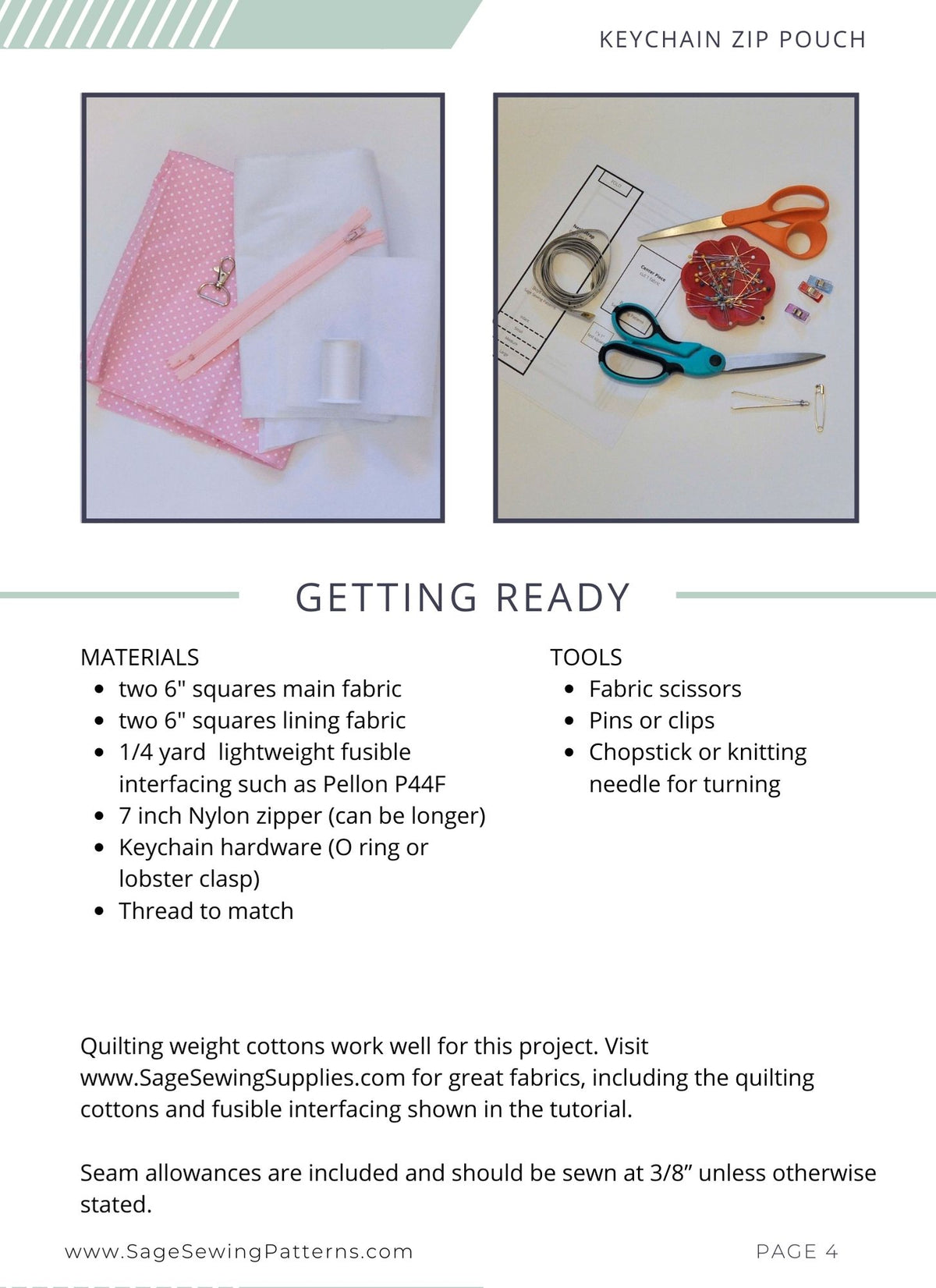 Rectangle Keychain Zipper Pouch, digital sewing pattern tutorial