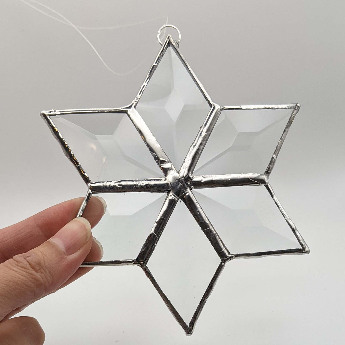 Stained Glass Star, 6 pointed bevel snowflake