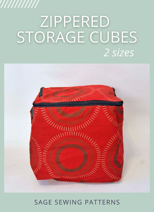 Zippered Storage Cubes, digital sewing pattern tutorial, 2 sizes