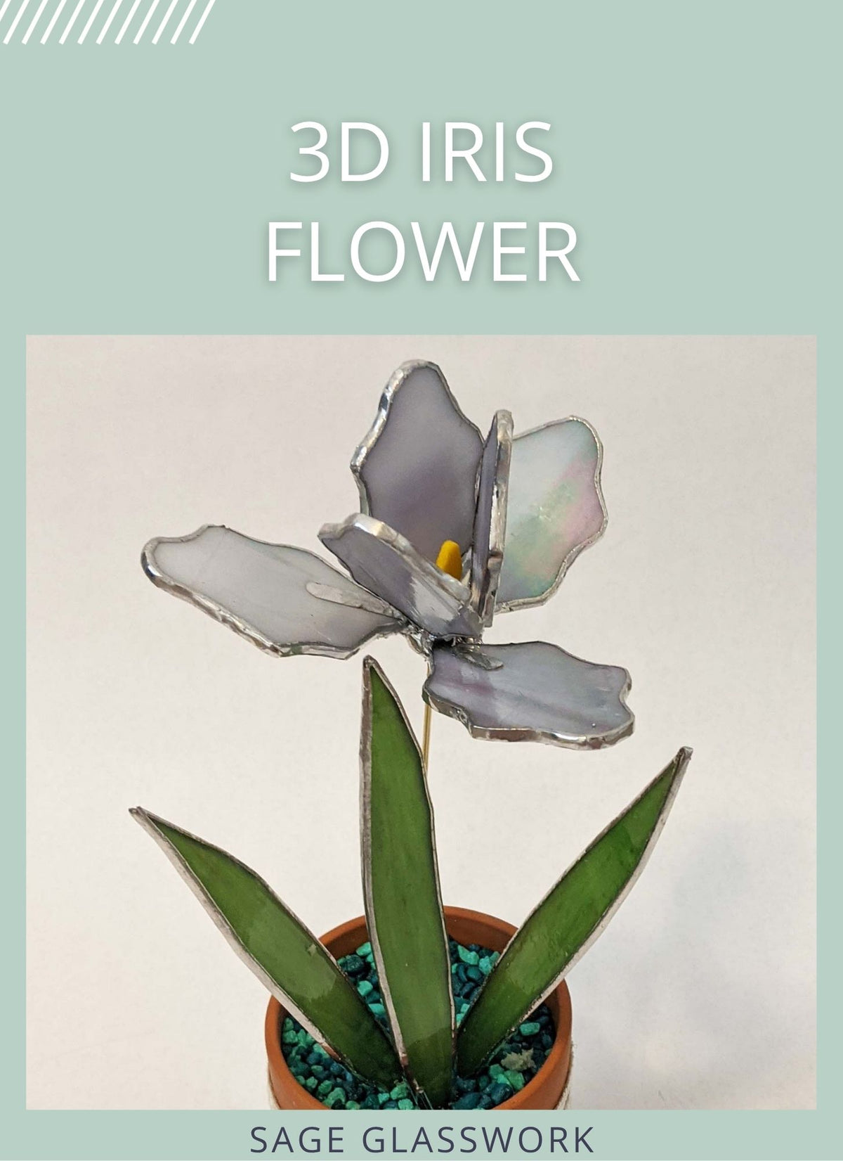 3D Iris Flower TUTORIAL stained glass pattern