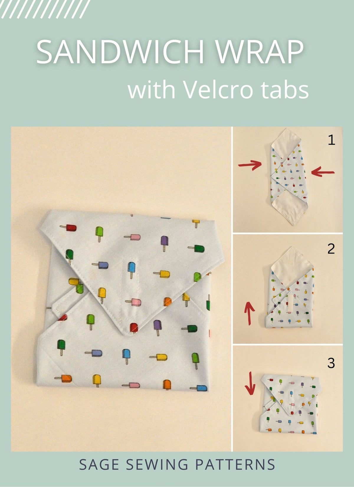 Reusable Sandwich Wrap, digital sewing pattern tutorial