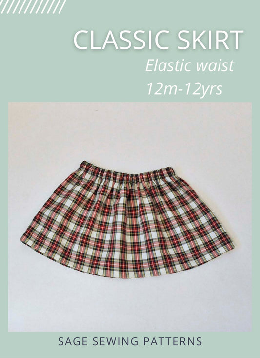 Girls Classic Skirt, digital sewing pattern tutorial
