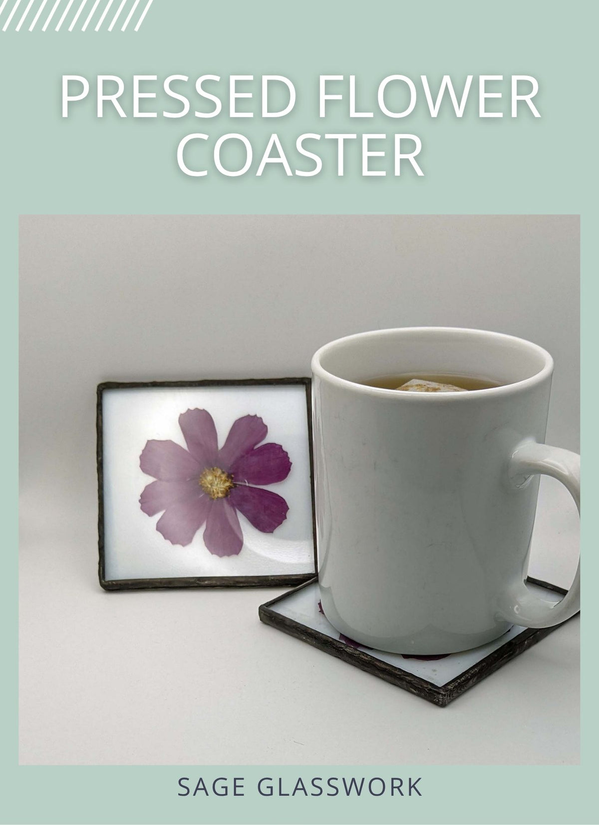 Pressed Flower Coaster stained glass pattern and TUTORIAL