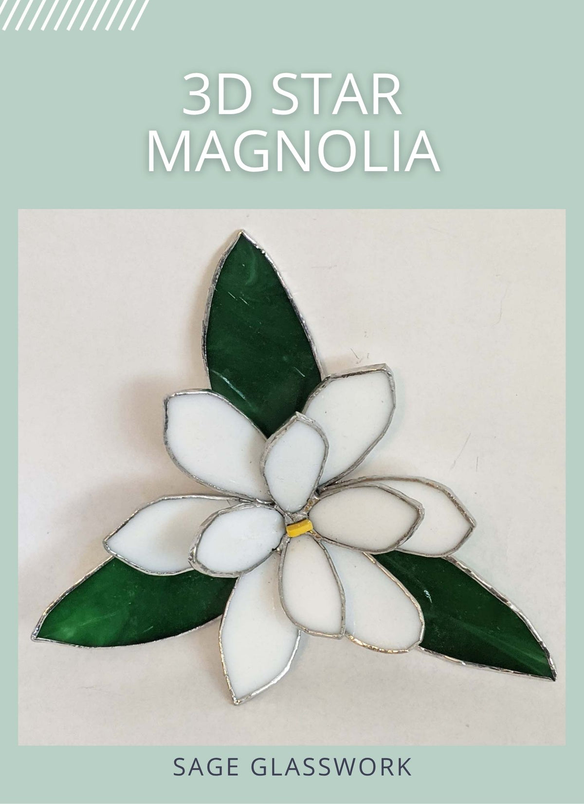 3D Star Magnolia Flower stained glass pattern and TUTORIAL