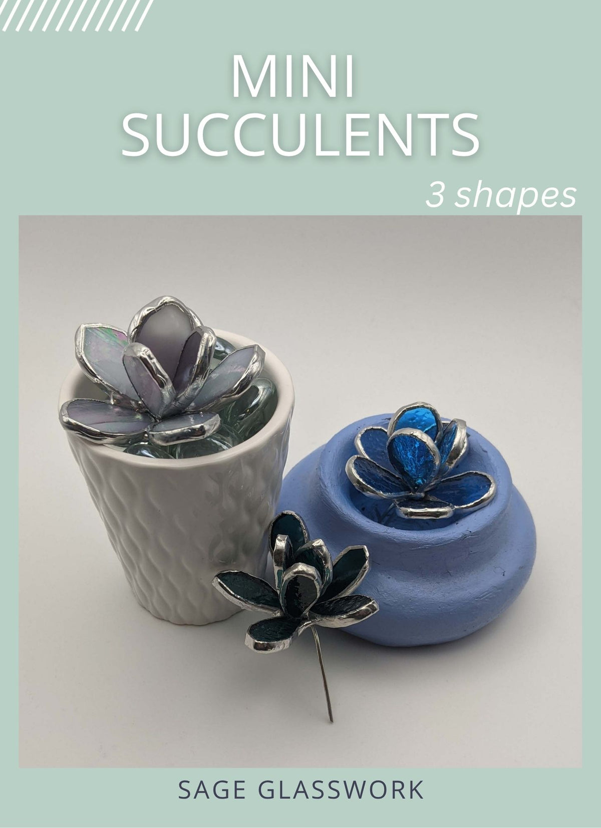 Mini Stained Glass Succulent bundle pattern TUTORIAL