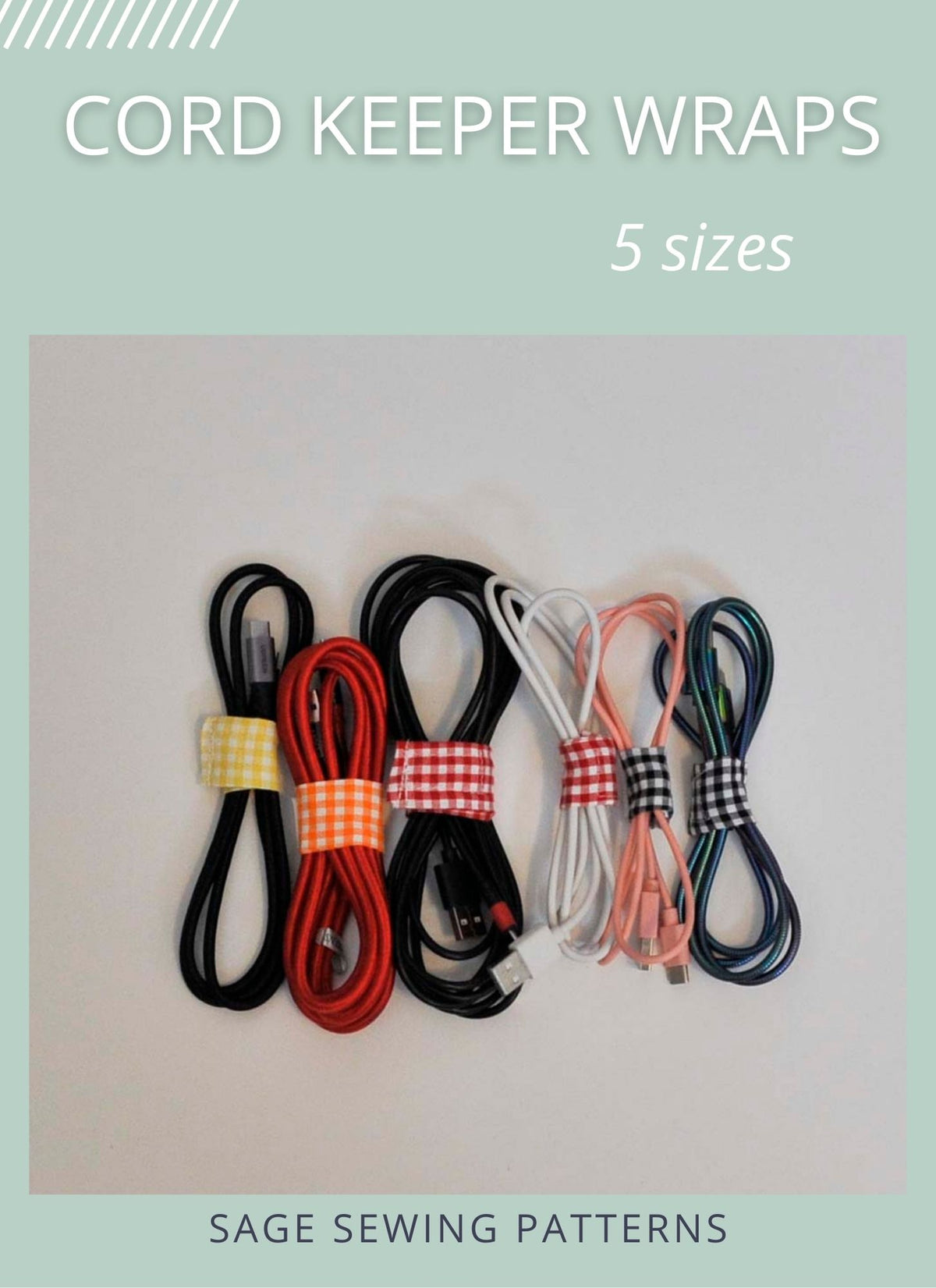 Cord Keeper Wraps, digital sewing pattern tutorial, 5 sizes