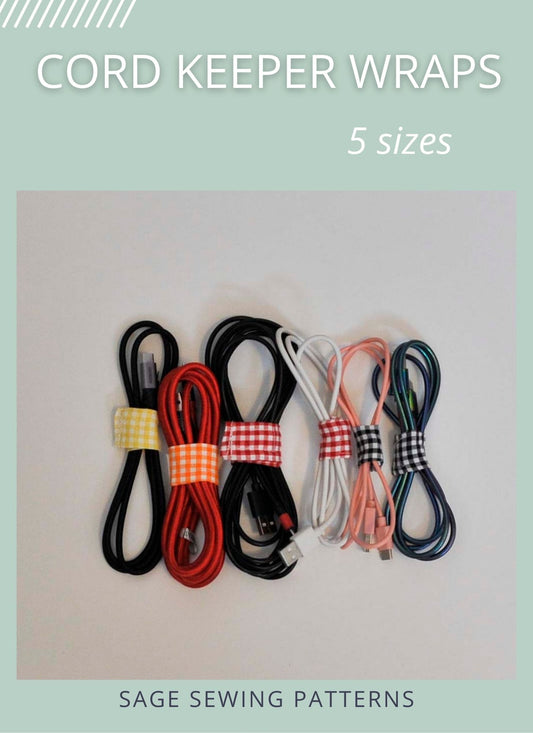 Cord Keeper Wraps, digital sewing pattern tutorial, 5 sizes