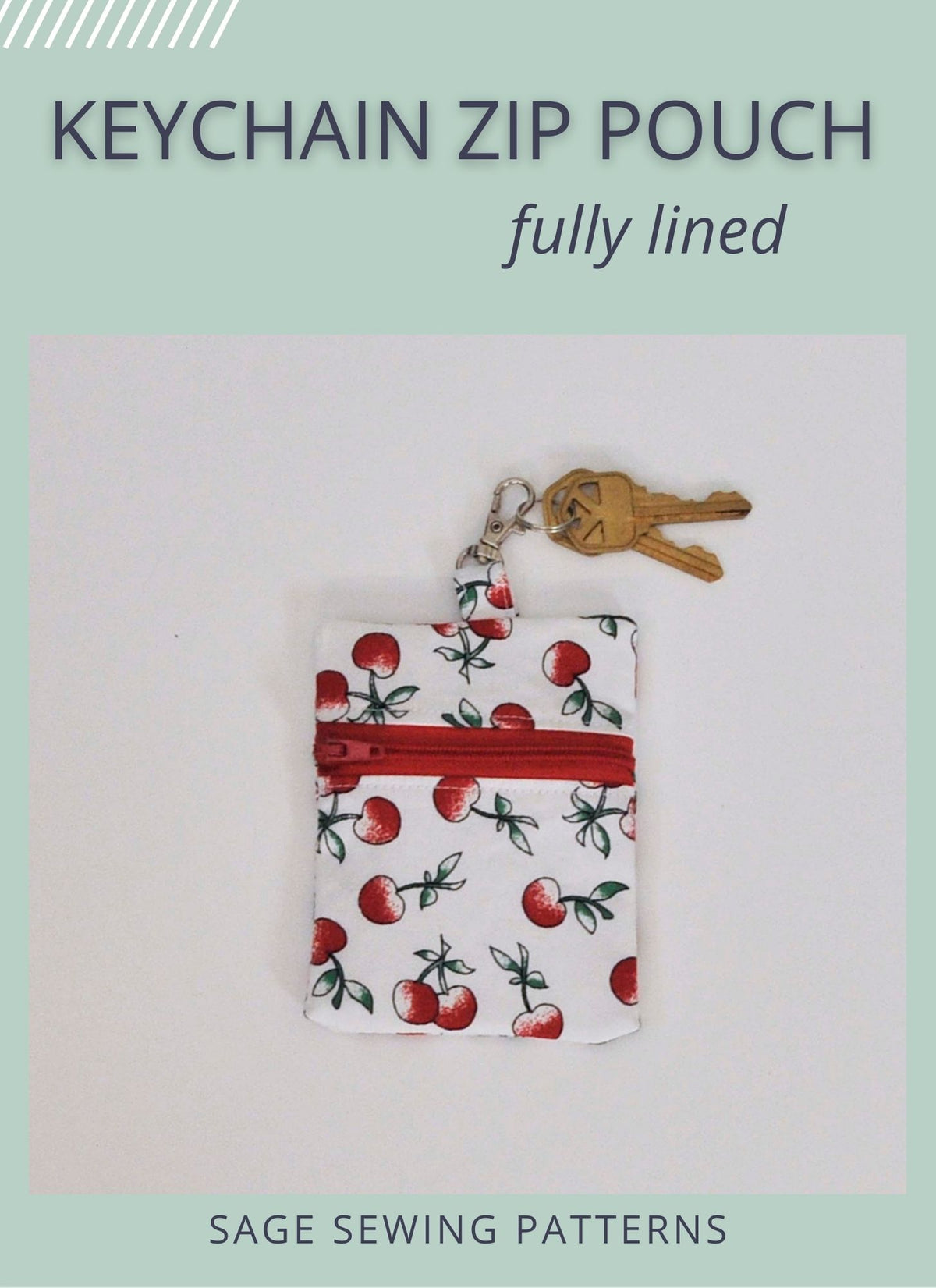 Rectangle Keychain Zipper Pouch, digital sewing pattern tutorial