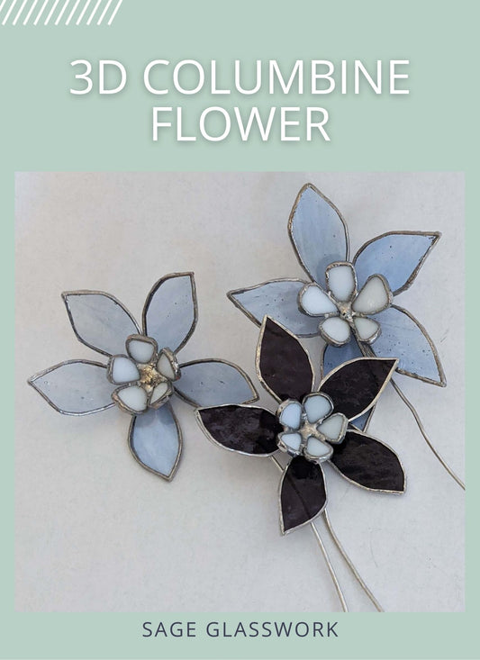 3D Columbine Flower Stem TUTORIAL stained glass pattern