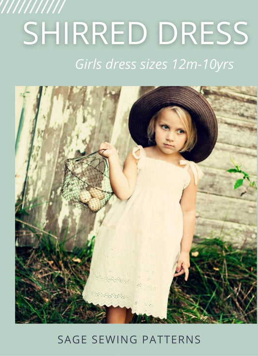 Girls Shirred Dress, digital sewing pattern tutorial