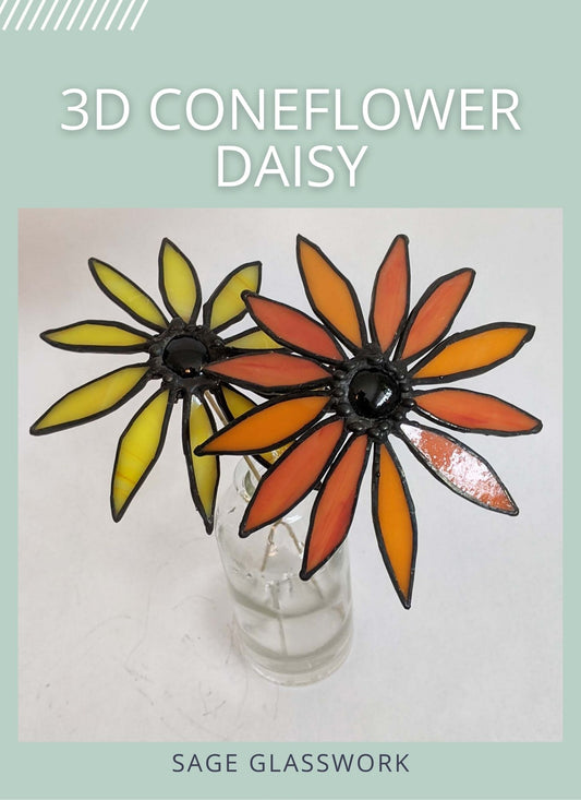 3D Coneflower Daisy Flower TUTORIAL stained glass pattern
