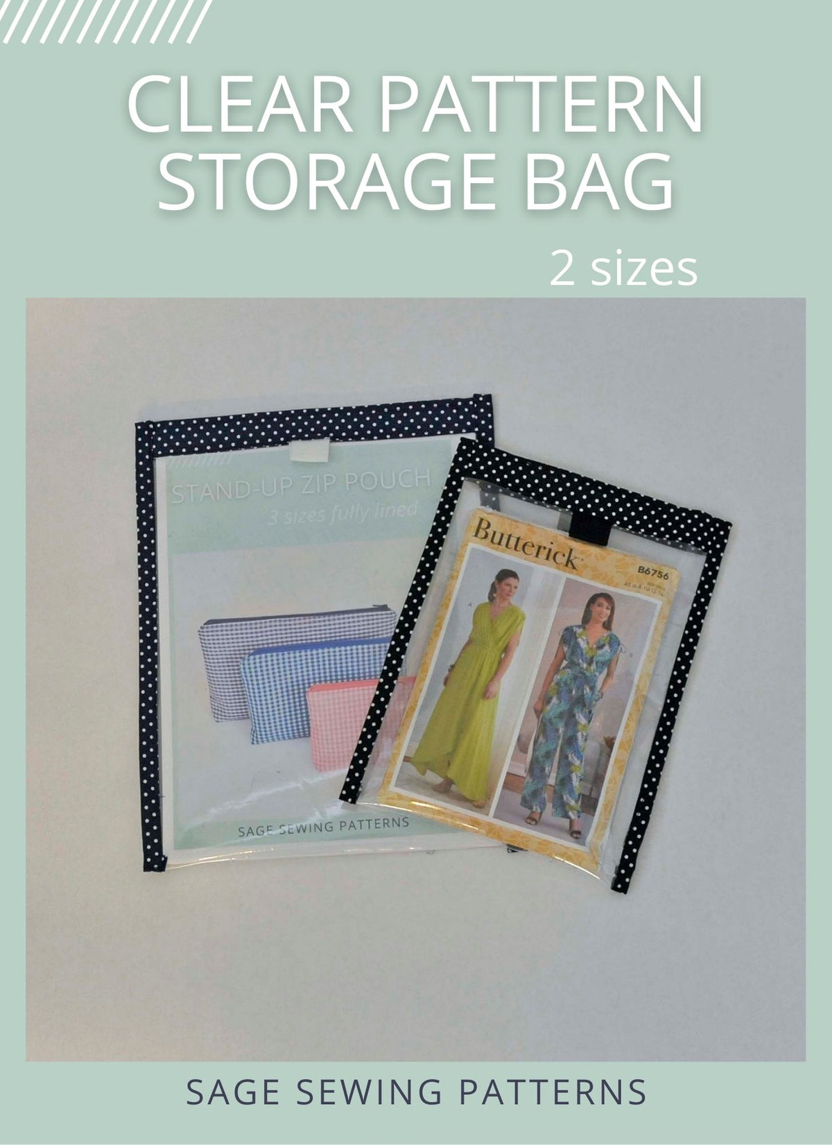 Clear Project Storage bags, digital sewing pattern tutorial in 2 sizes