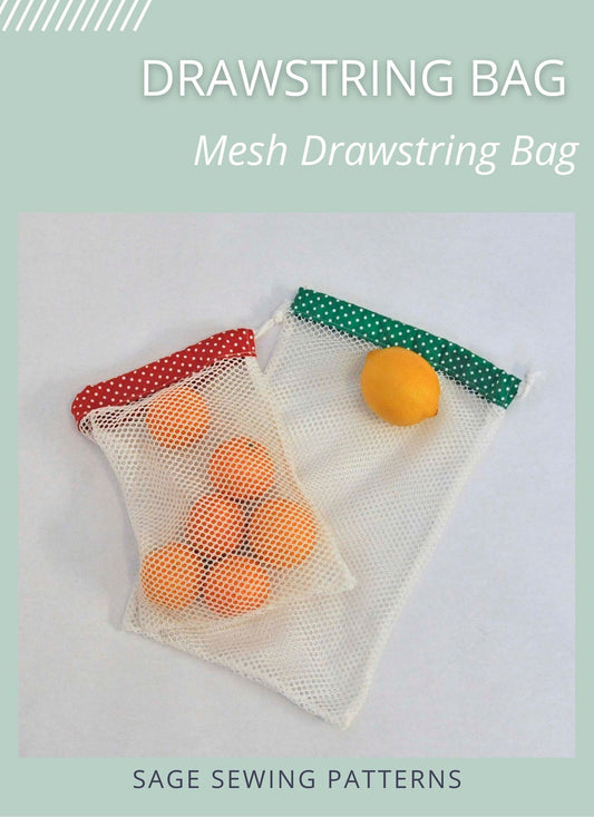 Mesh Produce Bags, digital sewing pattern tutorial in 3 sizes