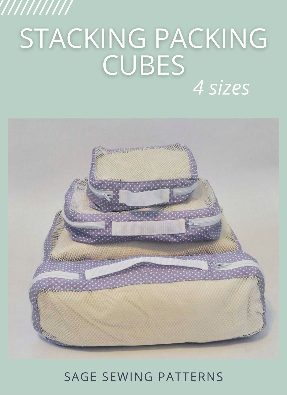 Stacking Packing Cubes, digital sewing pattern tutorial in 4 sizes