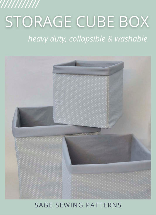 Storage Cube Box, digital sewing pattern tutorial 3 sizes