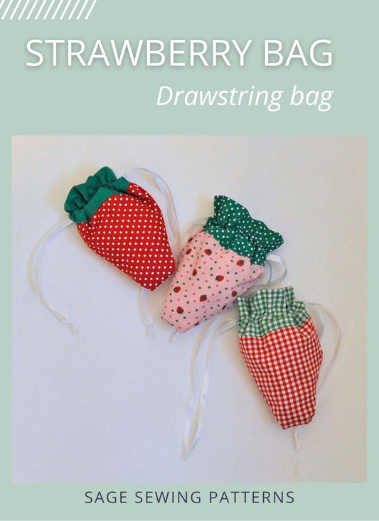Strawberry Treat Bags, digital sewing pattern tutorial