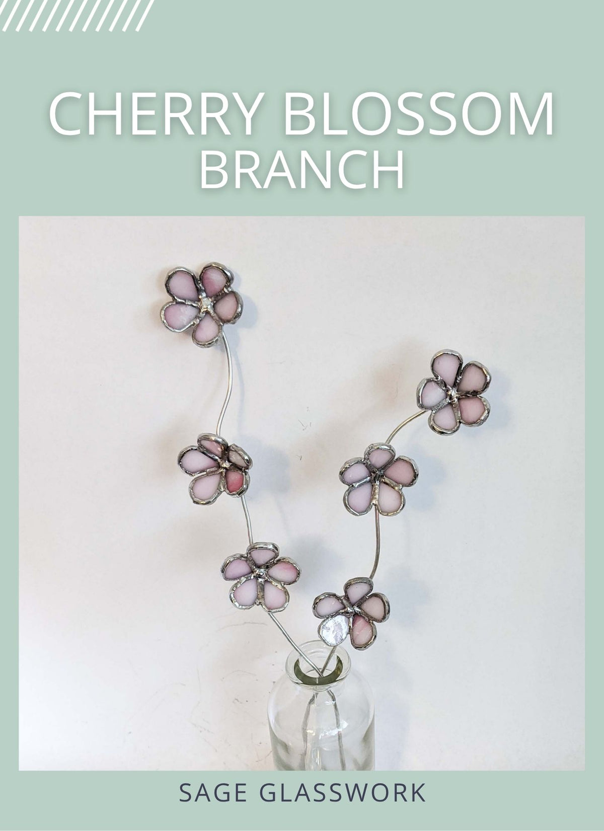 3D Cherry Blossom Flower Branch stained glass pattern and TUTORIAL