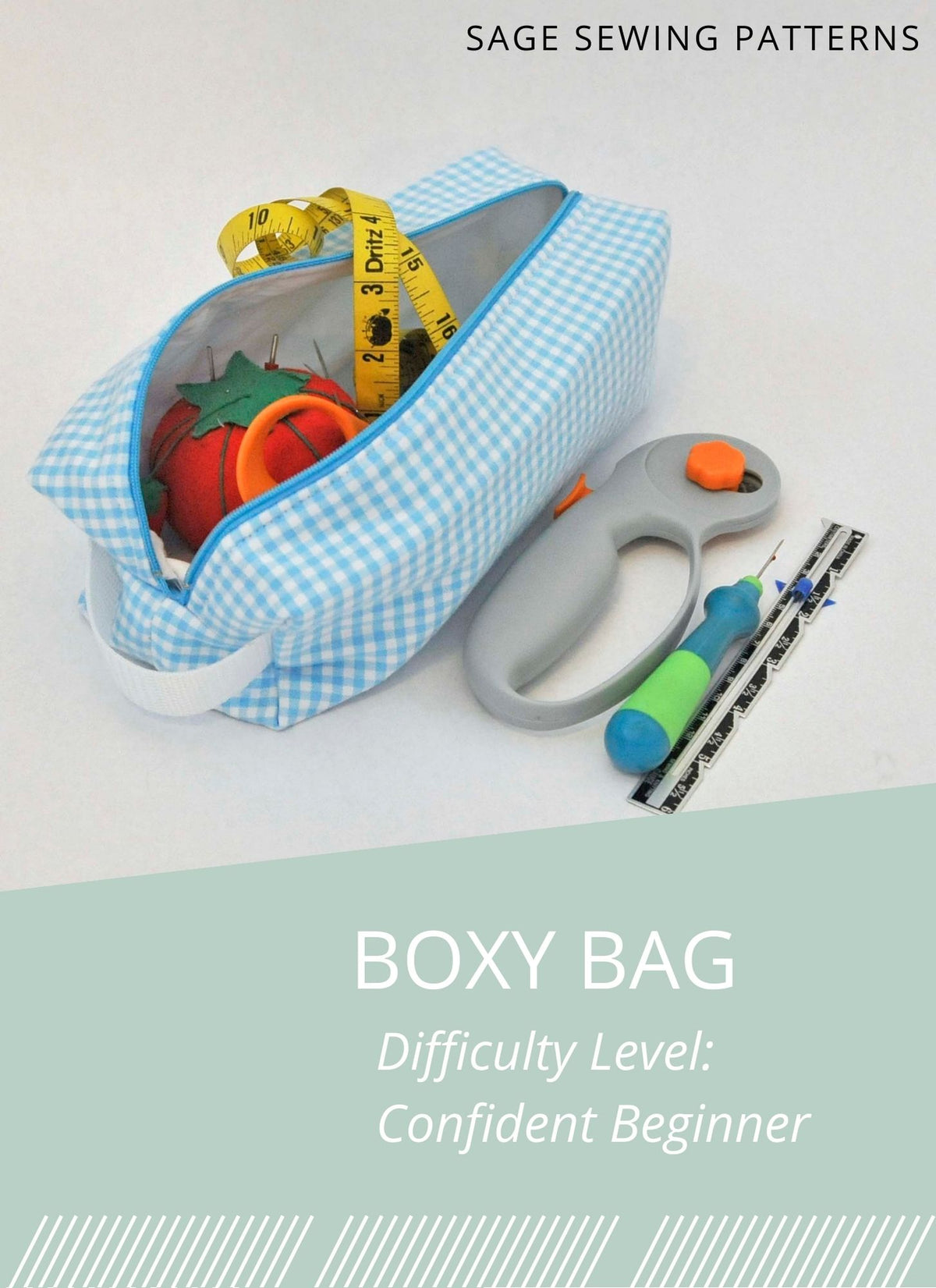 Boxy Bag Zip Pouch, digital sewing pattern tutorial
