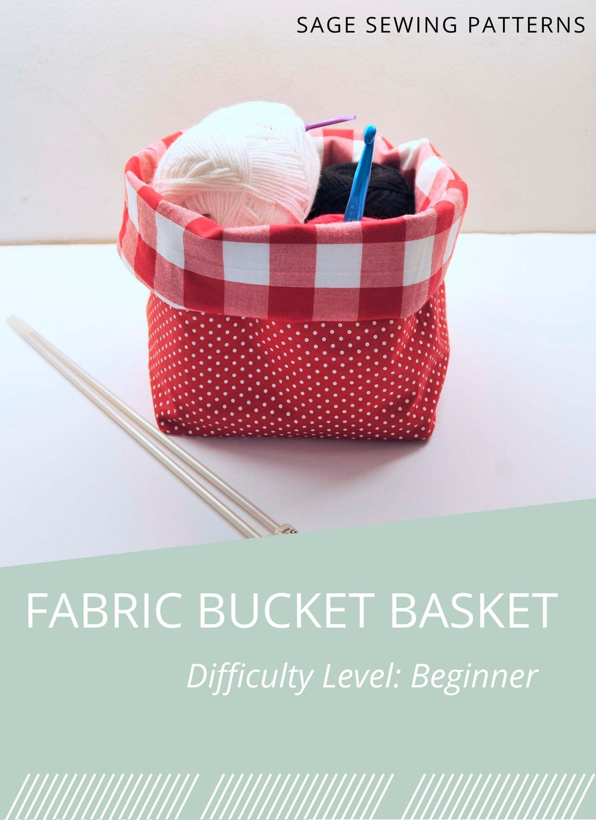 Fabric Bucket Basket, digital sewing pattern tutorial 5 sizes