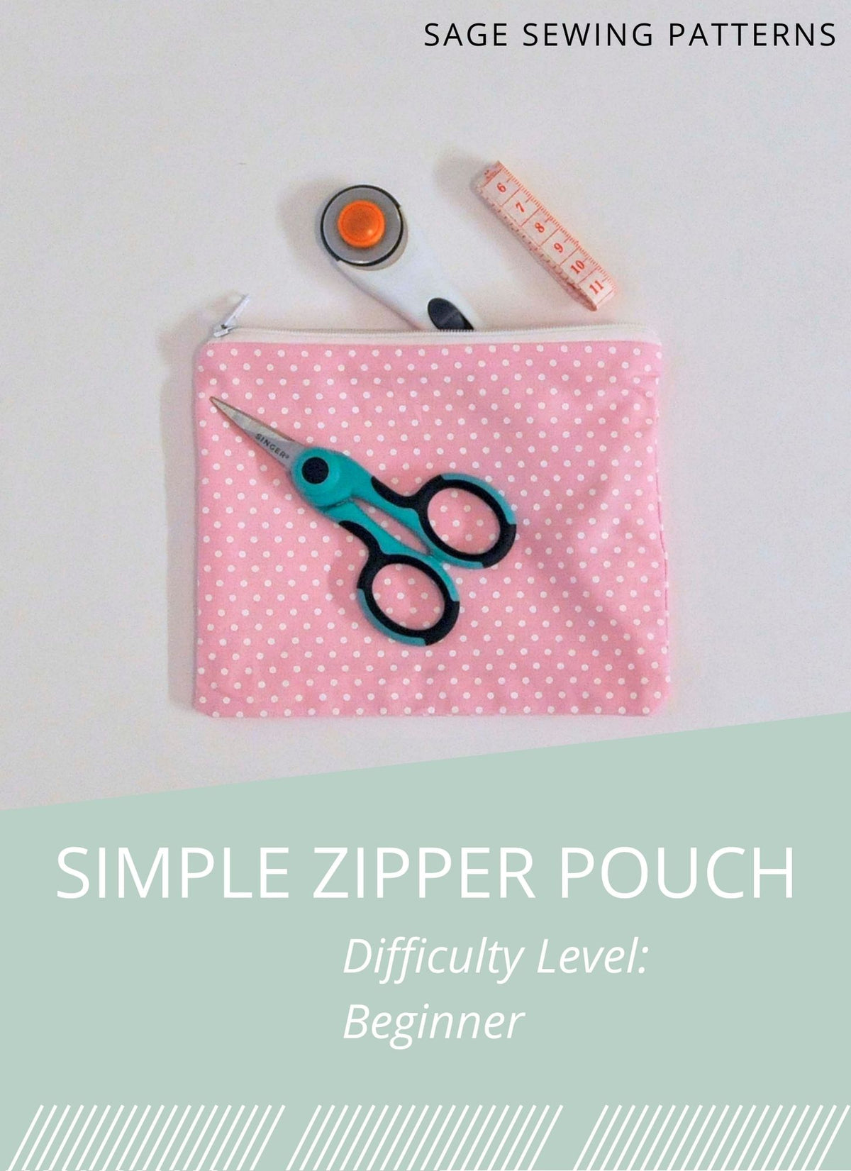 Simple Zipper Pouch, digital sewing pattern tutorial in 3 sizes