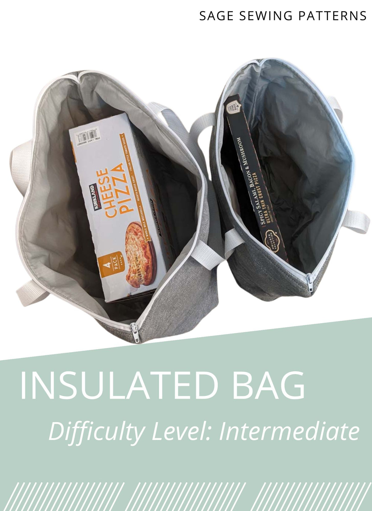 Insulated Shopping Bag, digital sewing pattern tutorial, sizes L & XL