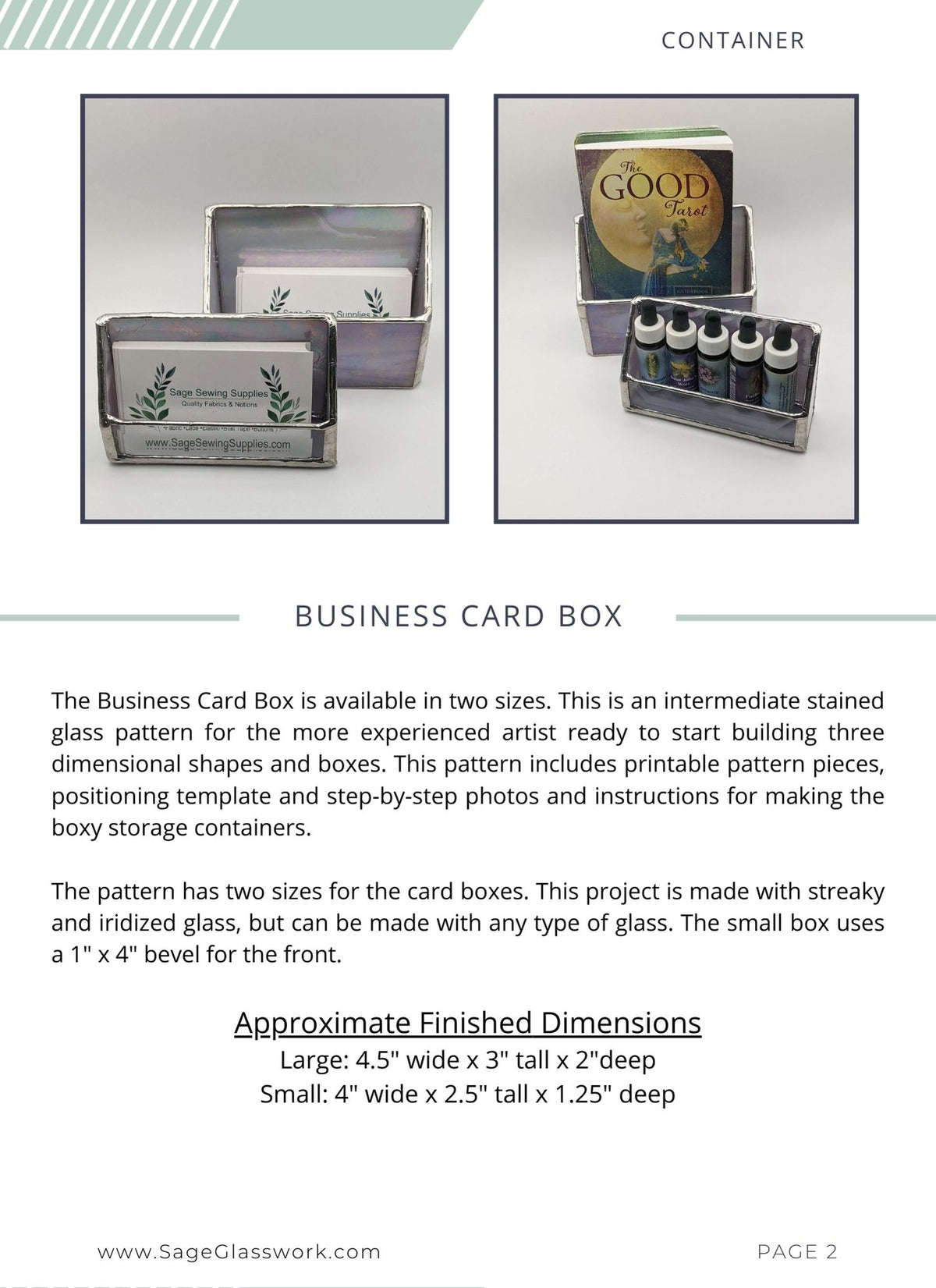 Stained Glass Business Card Box Pattern and TUTORIAL
