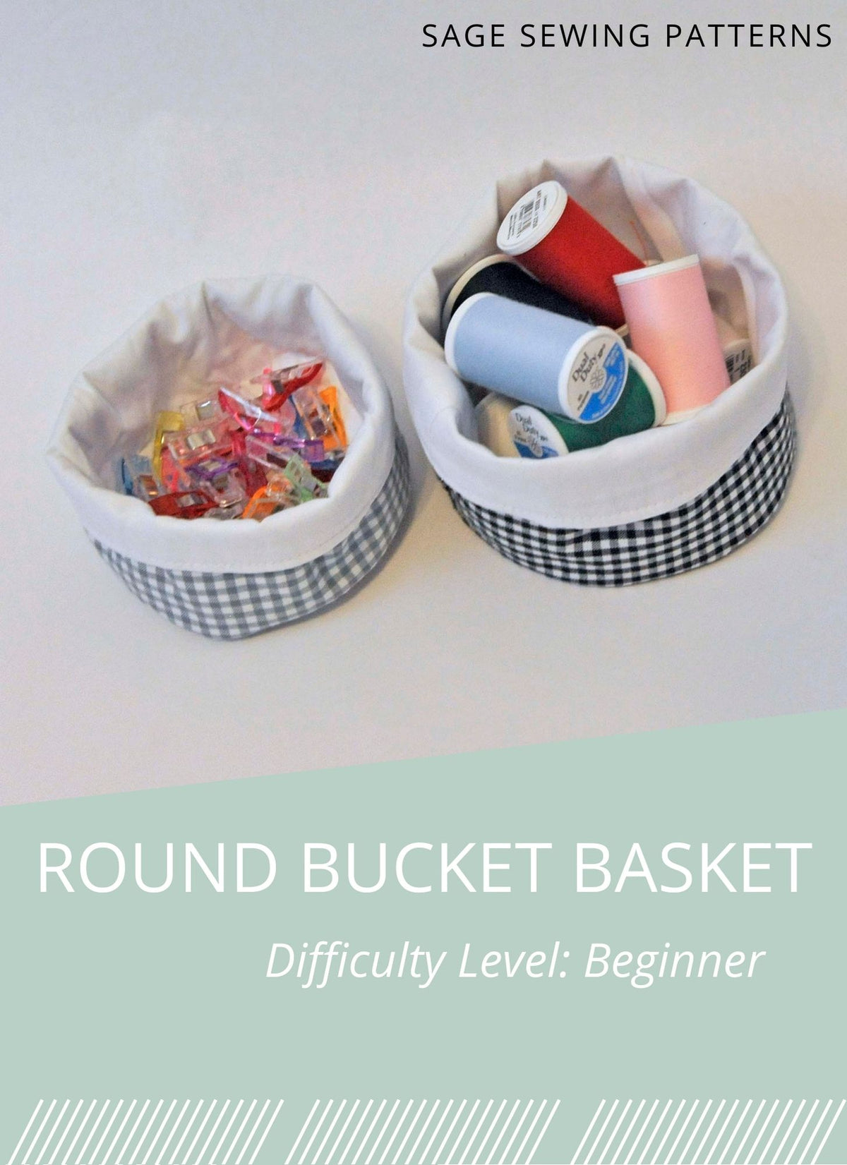 Round Bottom Bucket, digital sewing pattern tutorial 4 sizes