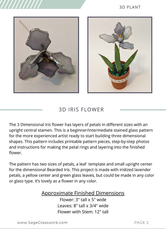 3D Iris Flower TUTORIAL stained glass pattern