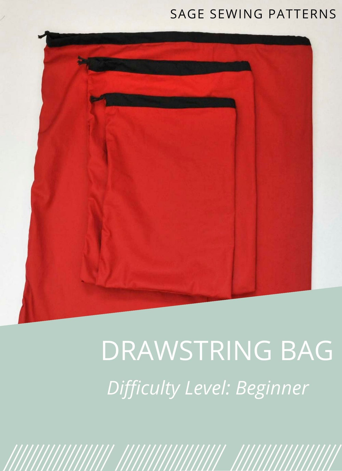 Travel shoe and laundry Drawstring bags, digital sewing pattern tutorial in 3 sizes