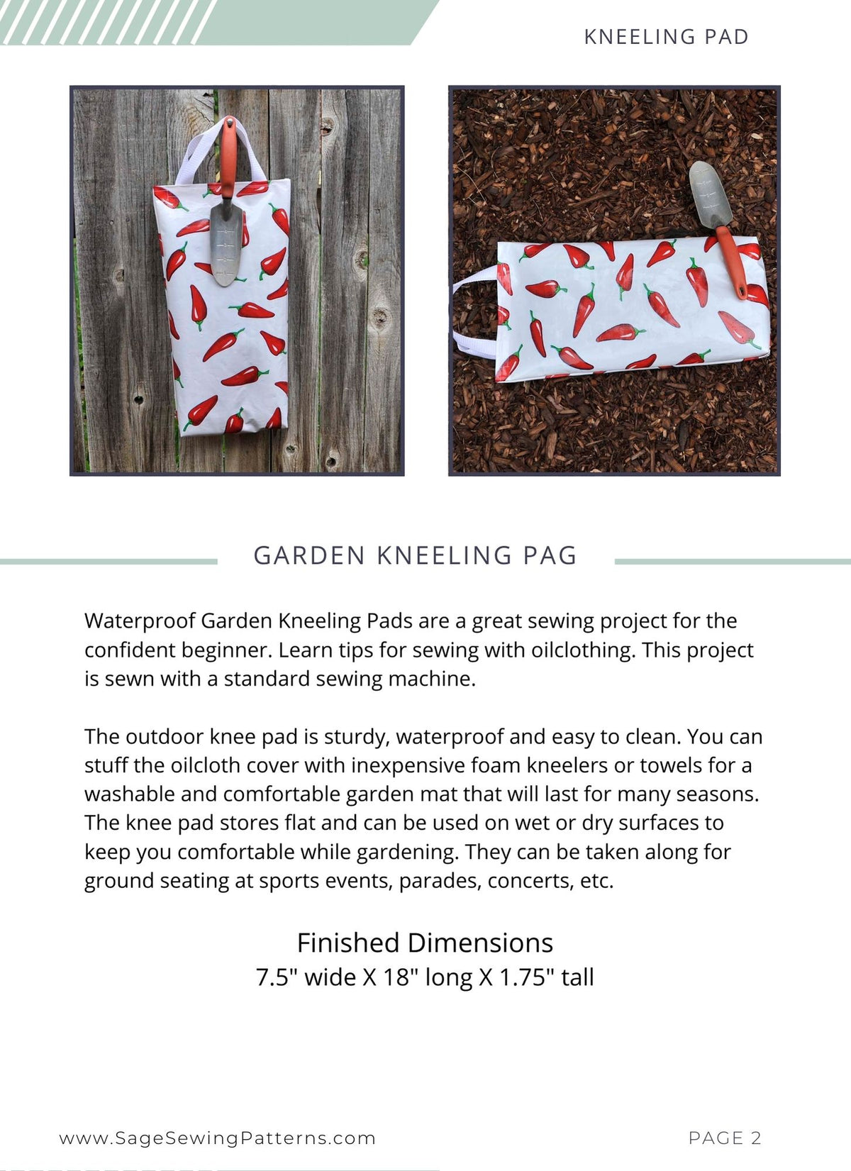 Garden Kneeling Pad, digital sewing pattern tutorial