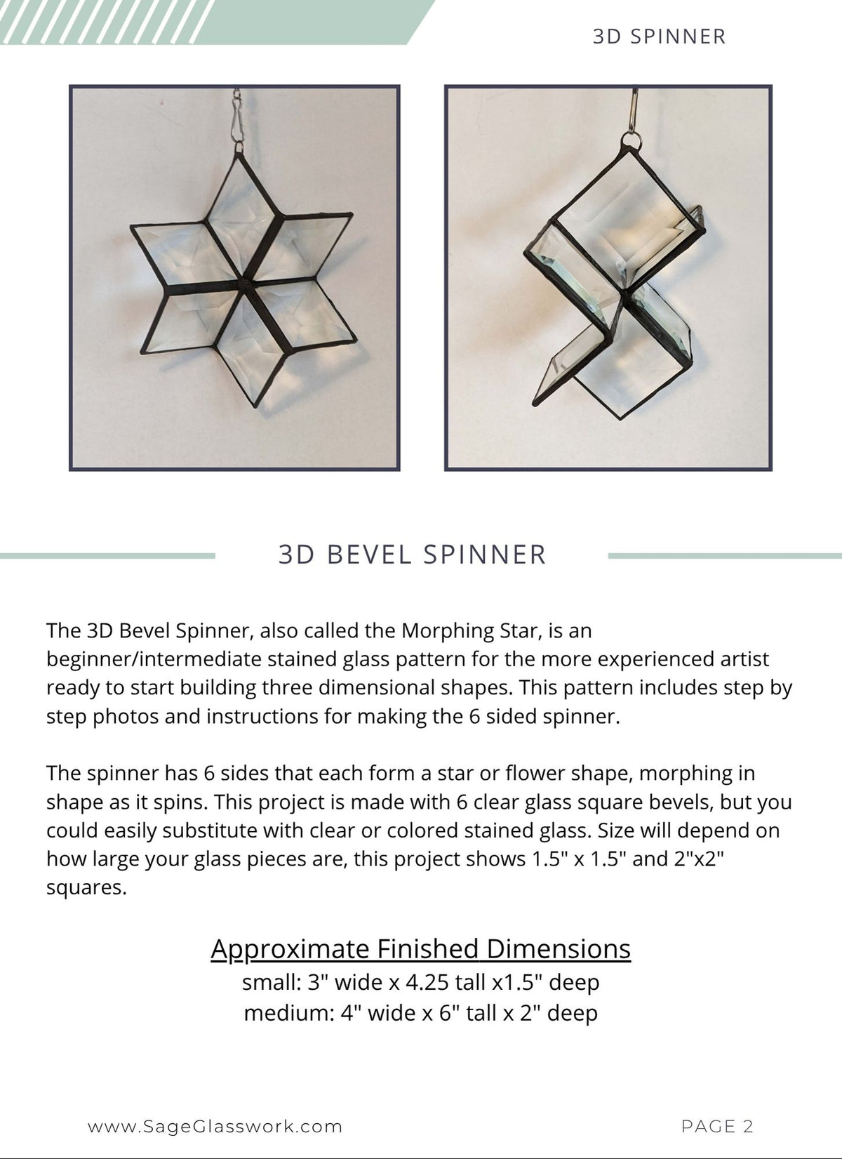 3D Bevel Spinner stained glass TUTORIAL pattern