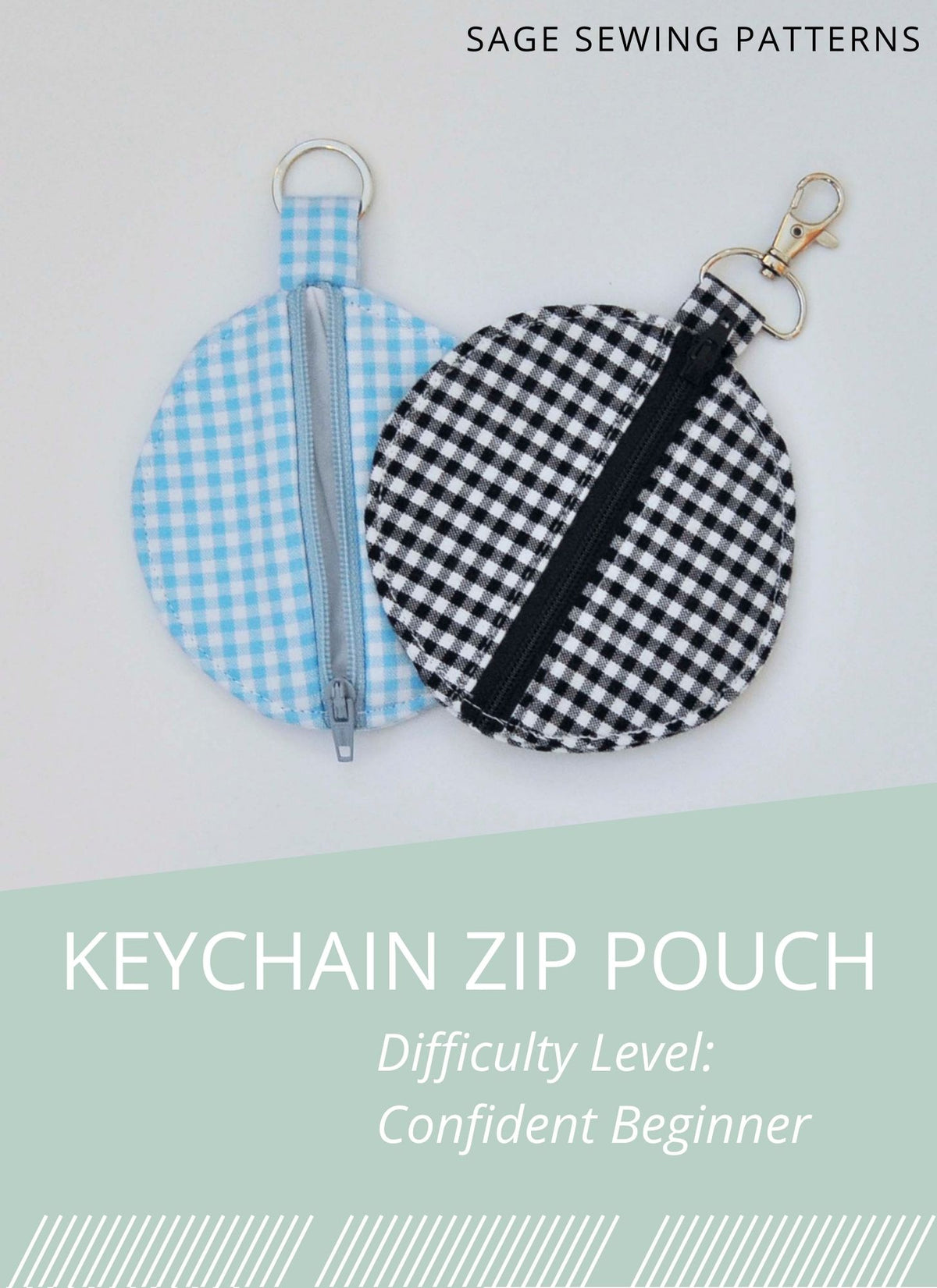 Round Keychain Zipper Pouch, digital sewing pattern tutorial