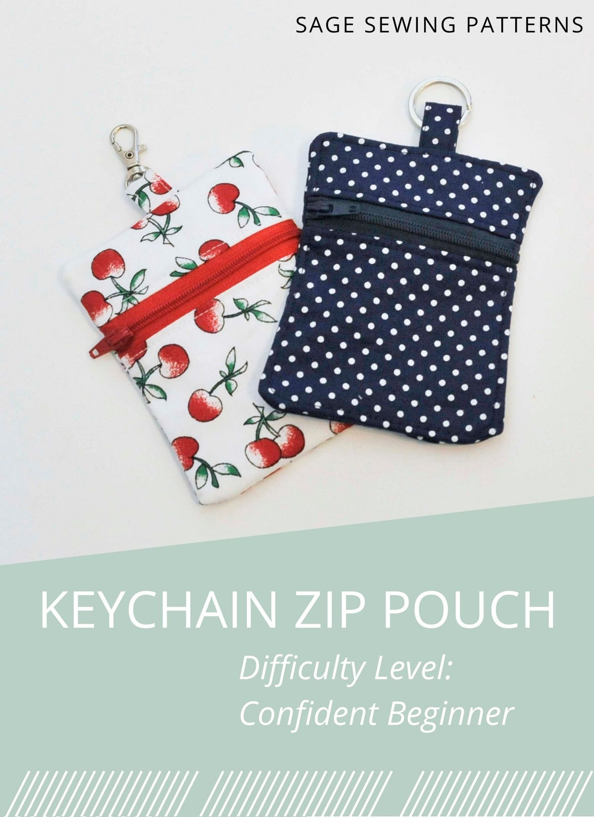 Rectangle Keychain Zipper Pouch, digital sewing pattern tutorial