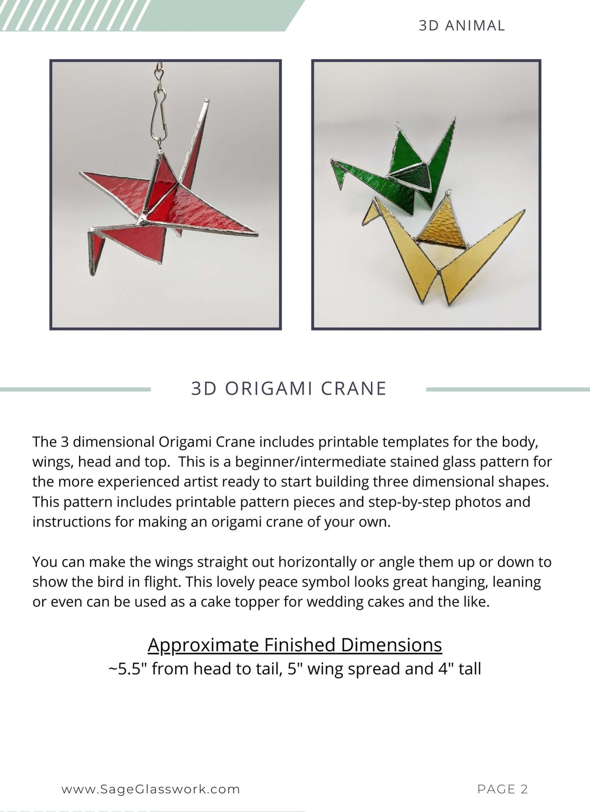 3D Origami Crane stained glass TUTORIAL