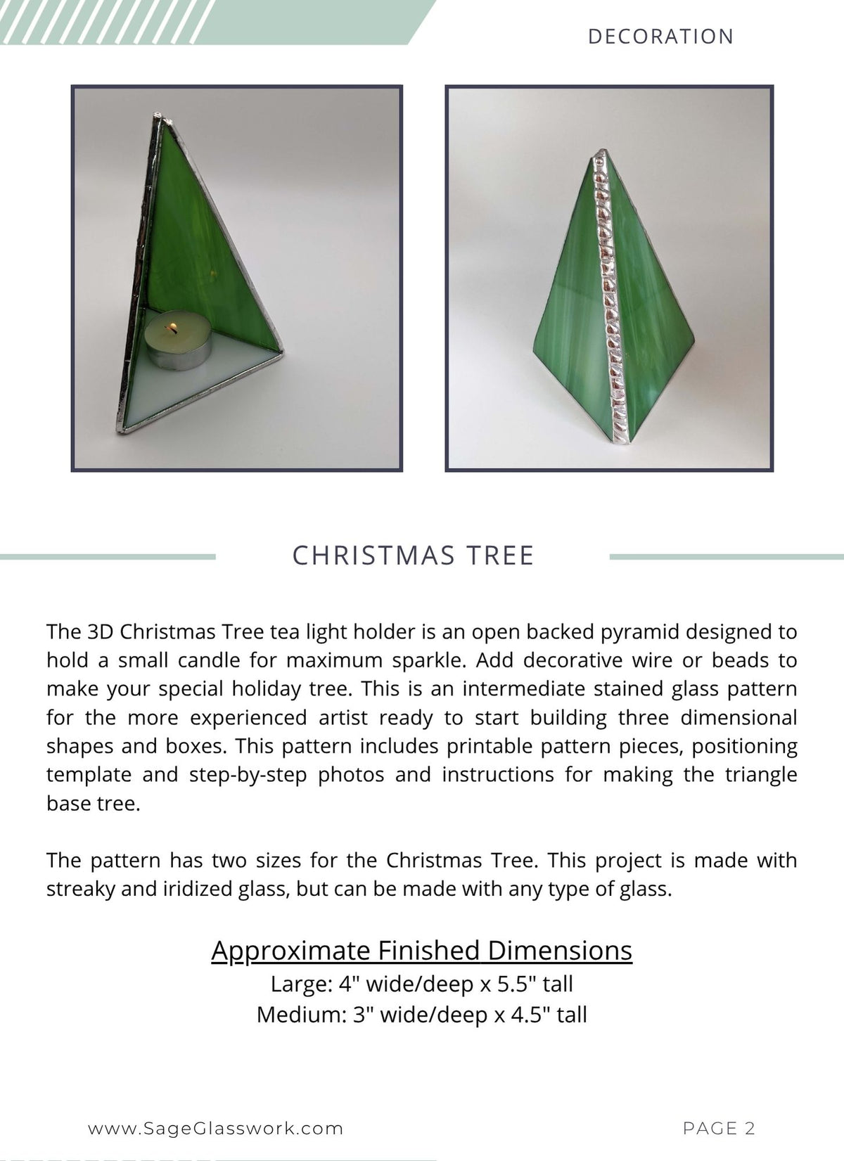 3D Christmas Tree tea-light holder stained glass pattern TUTORIAL