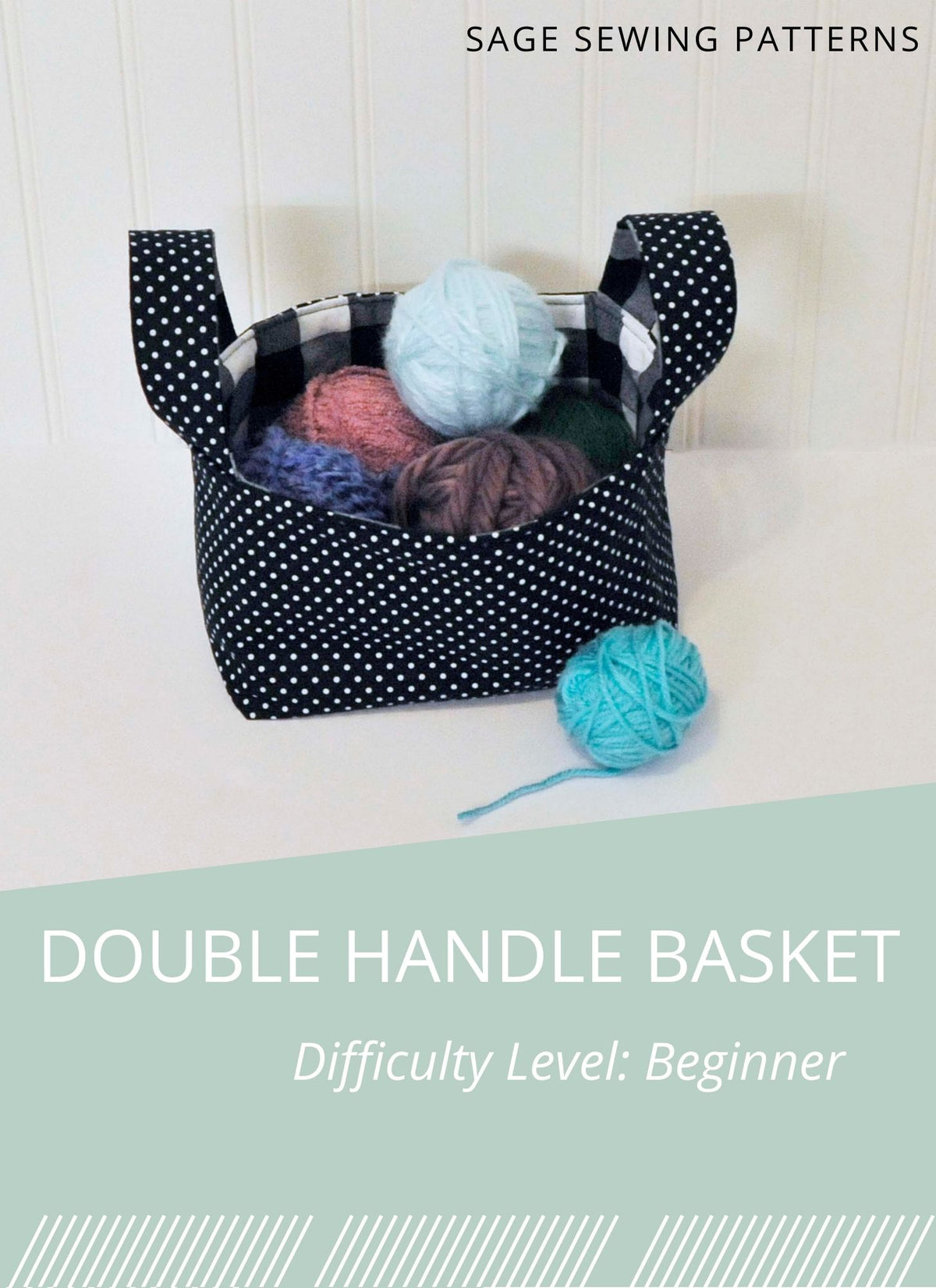 Double Handled Basket, digital sewing pattern tutorial 2 sizes