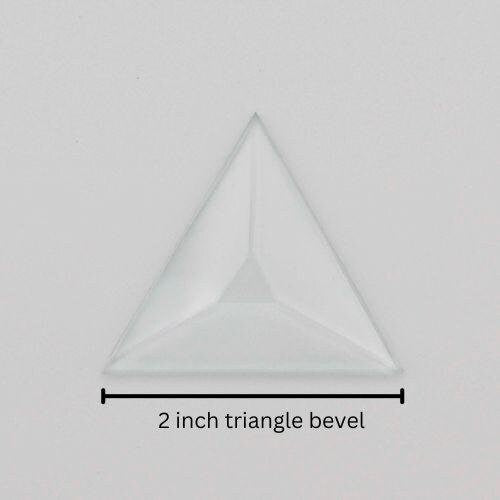 Triangle Beveled Glass, 1 piece clear glass bevel 2" 3" or 4"