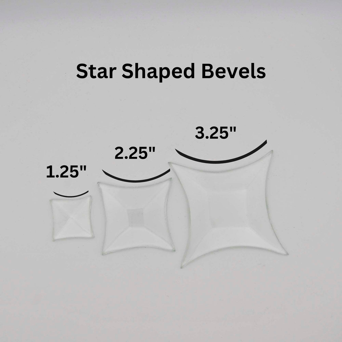 Star Glass Bevel, 1.25 or 2.25 inch concave crystal