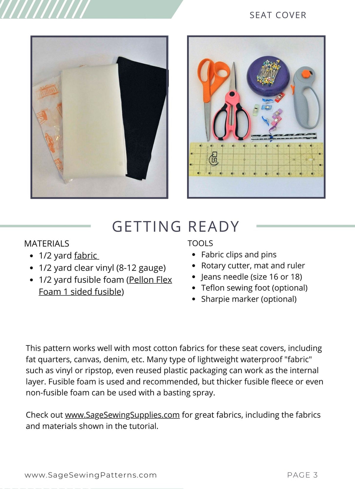 Waterproof Seat Cover, digital sewing pattern tutorial