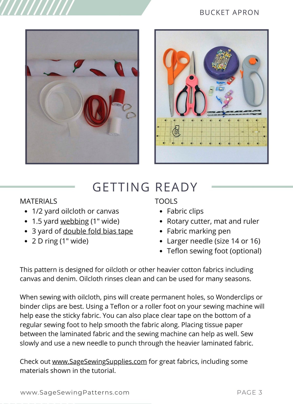 Garden Bucket Apron, digital sewing pattern tutorial