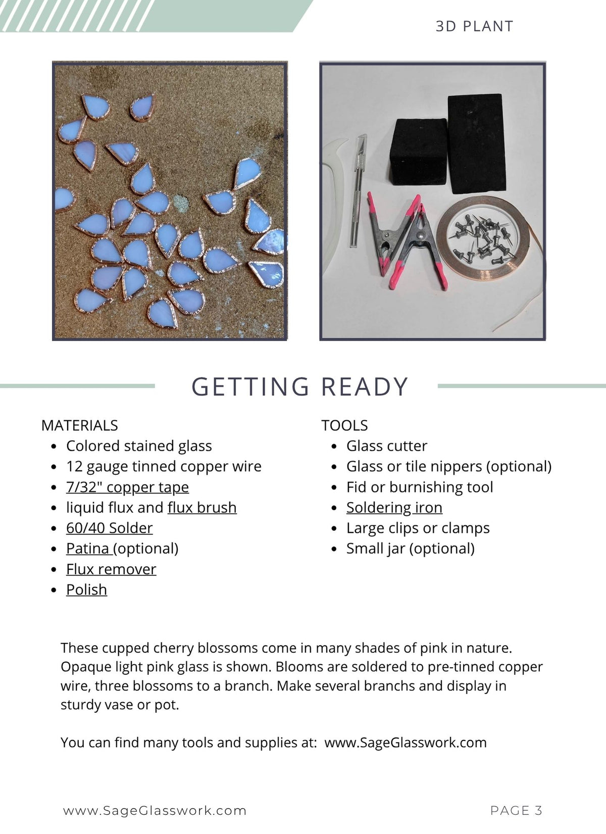 3D Cherry Blossom Flower Branch stained glass pattern and TUTORIAL