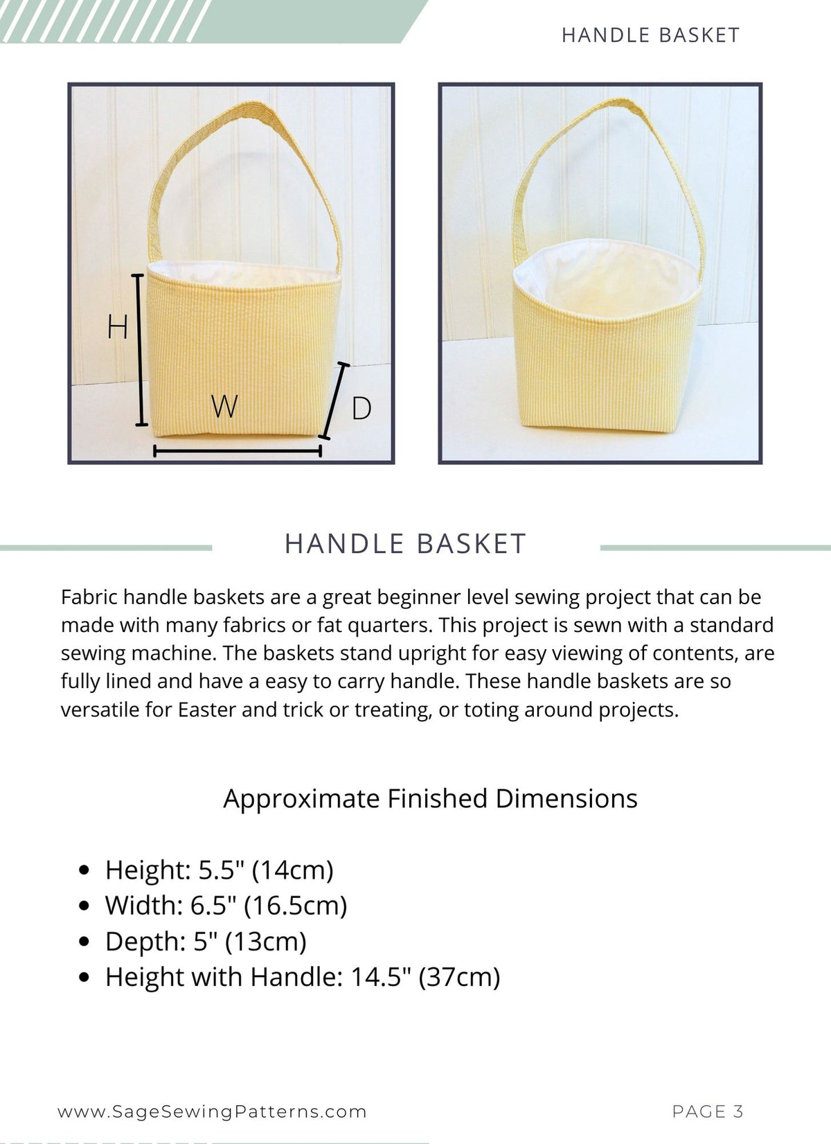 Easter Basket, digital sewing pattern tutorial