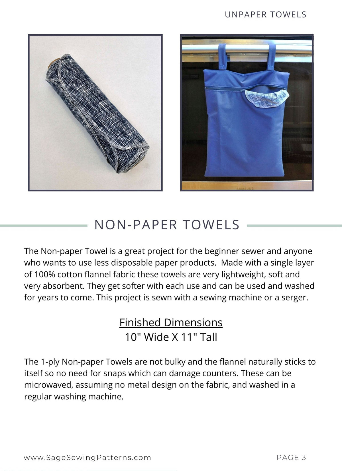 Reusable Non-Paper Towels, digital sewing pattern tutorial