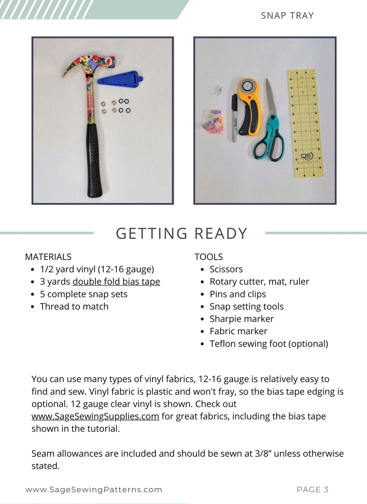 Vinyl Craft Mat and Tray, digital sewing pattern tutorial
