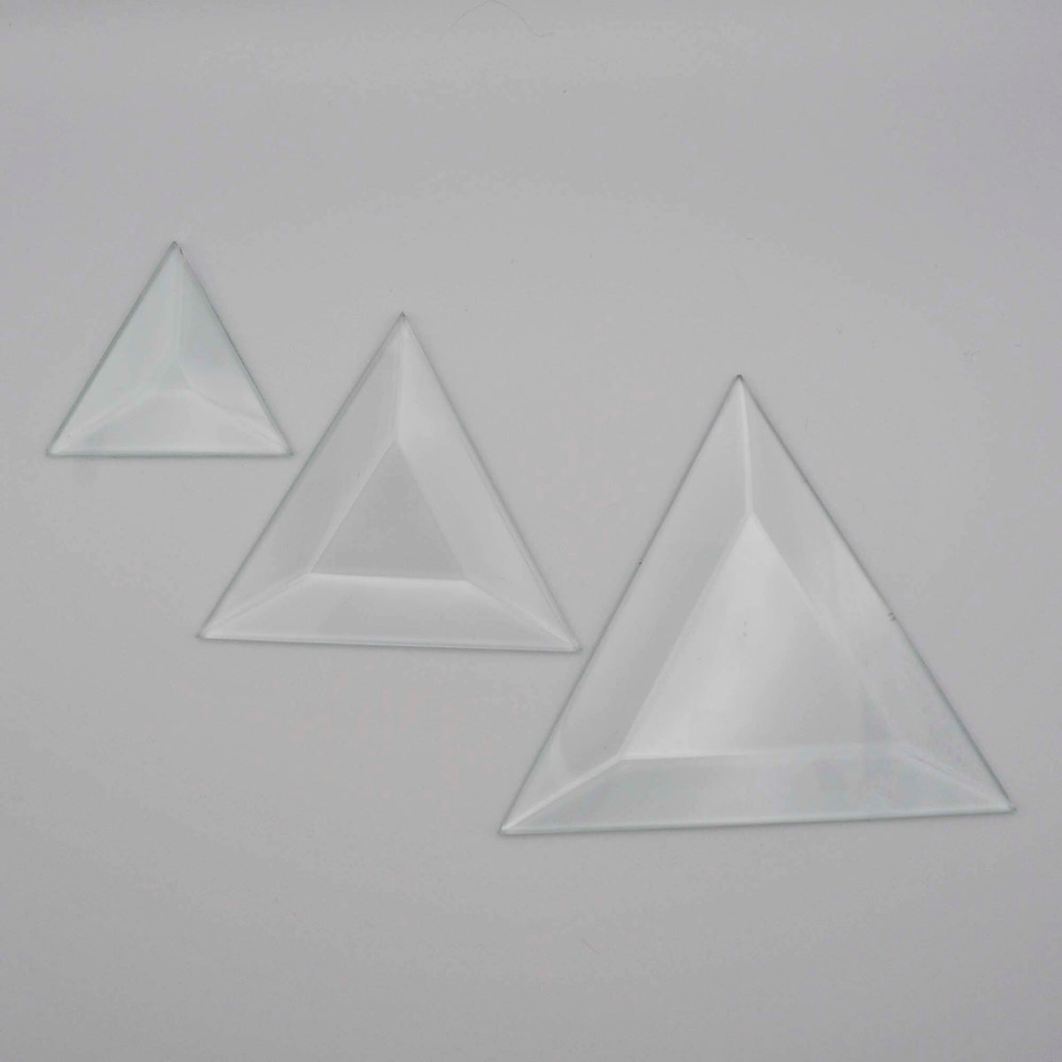 Triangle Beveled Glass, 1 piece clear glass bevel 2" 3" or 4"